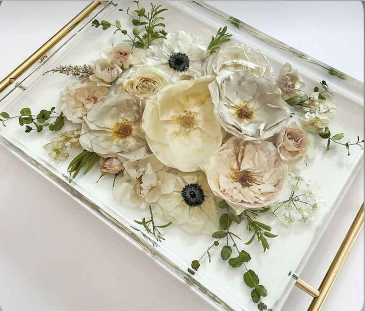 Resin Flower Serving Tray
