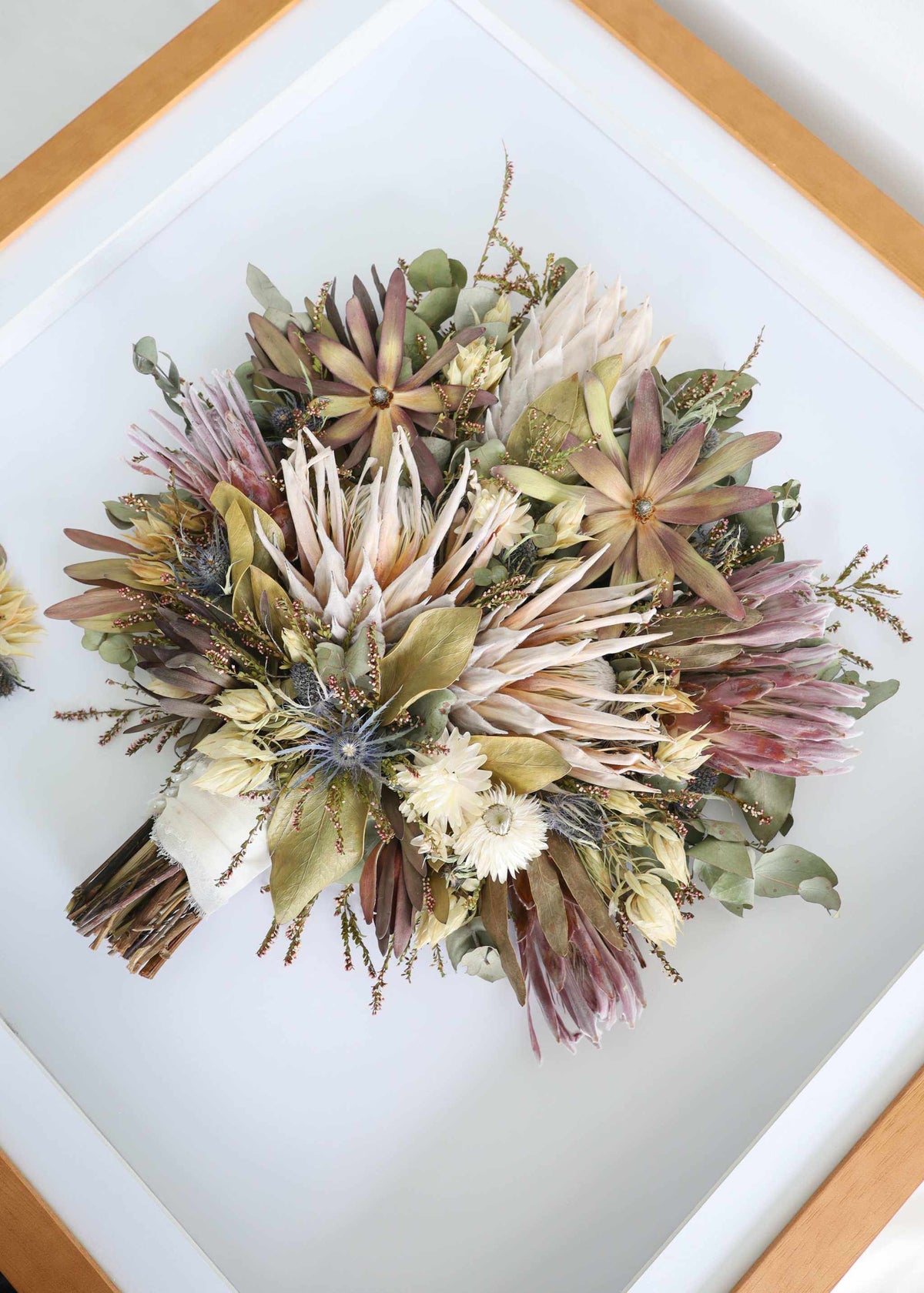 Flower frame duo preservation package with 3D framed bouquet and A4 pressed flower frame for home display