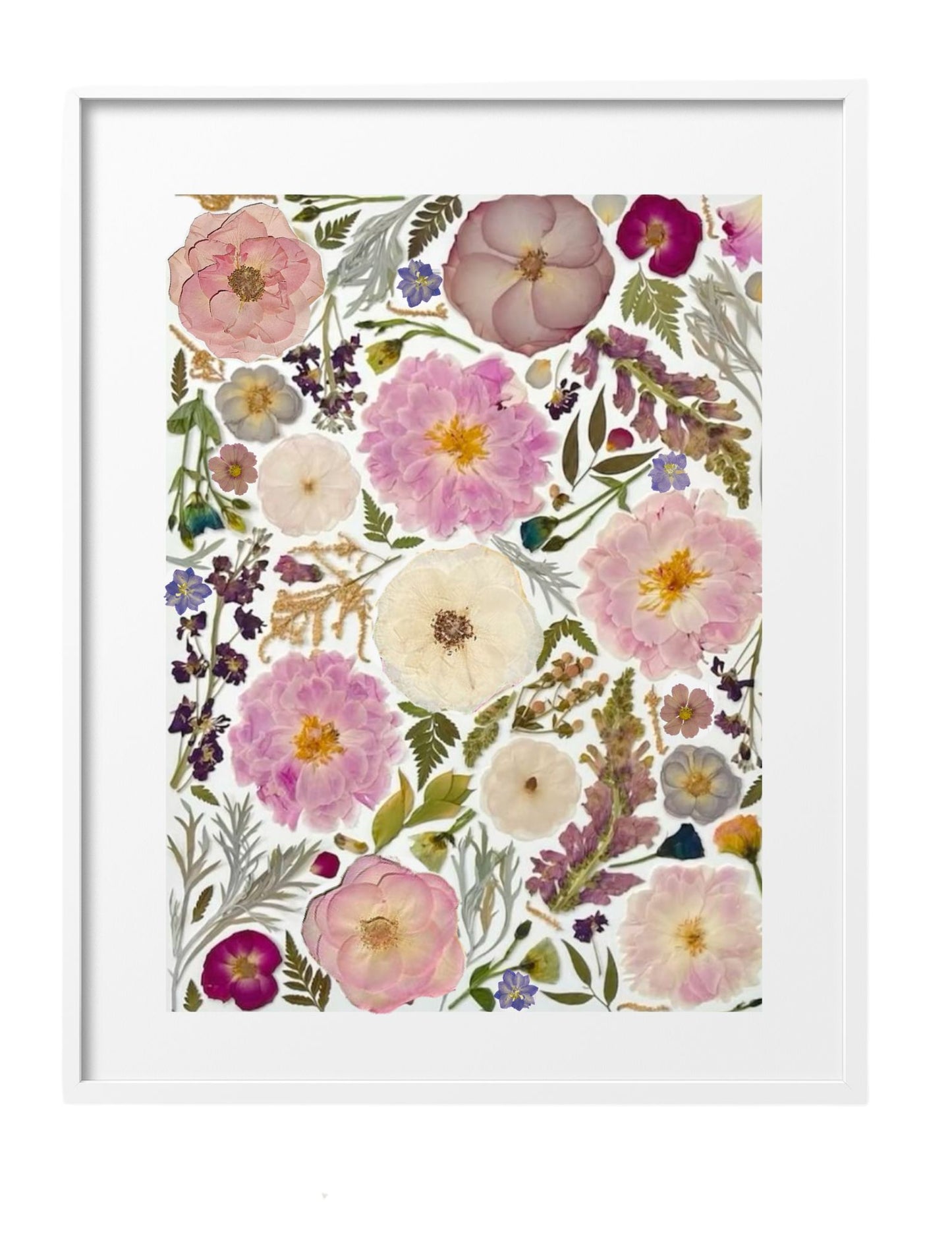 Framed Pressed Flowers Rectangle Style Multiple Sizes