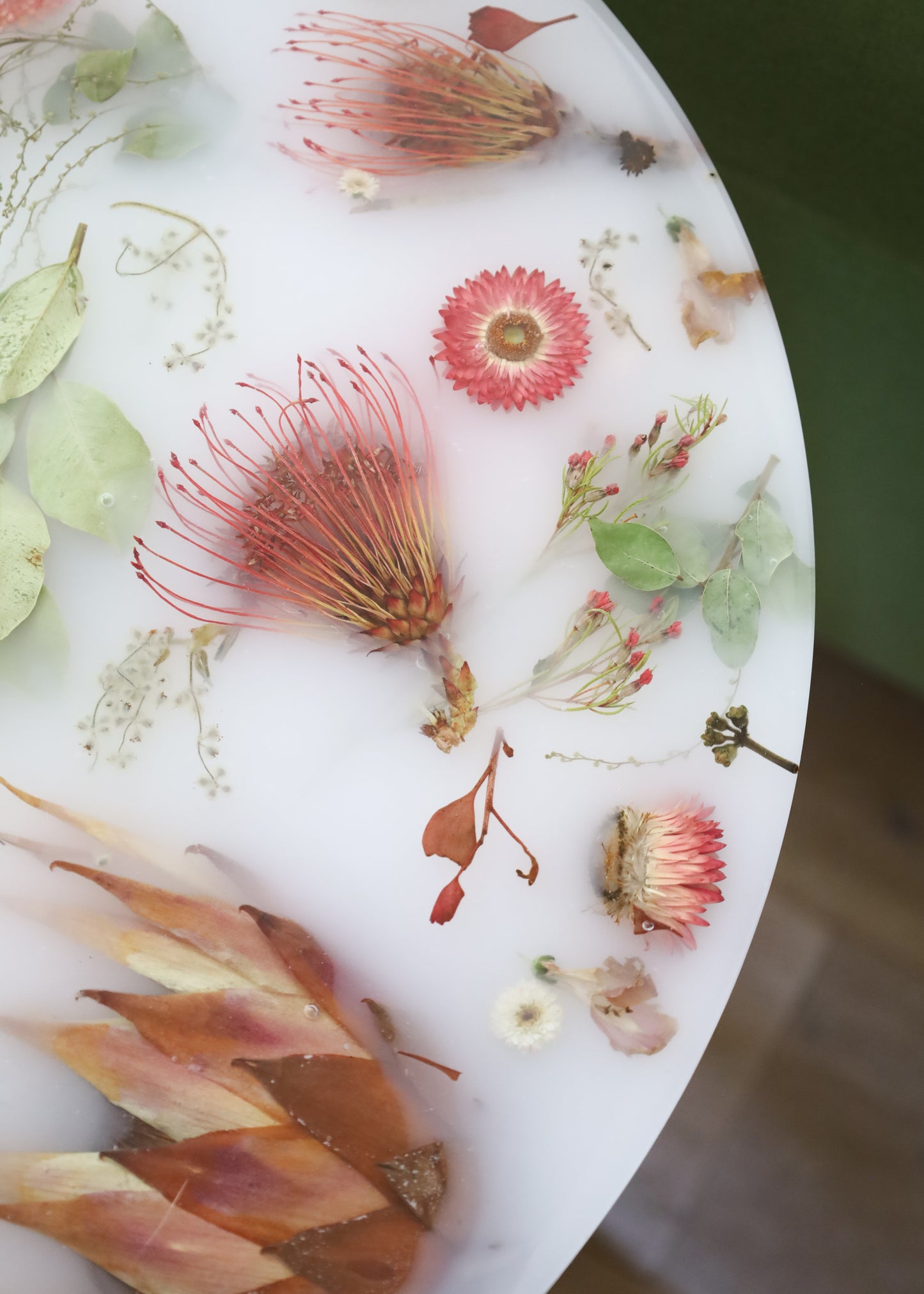 Custom Floral Resin Side Table