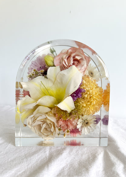 Flowers Preserved In Resin Arch Block