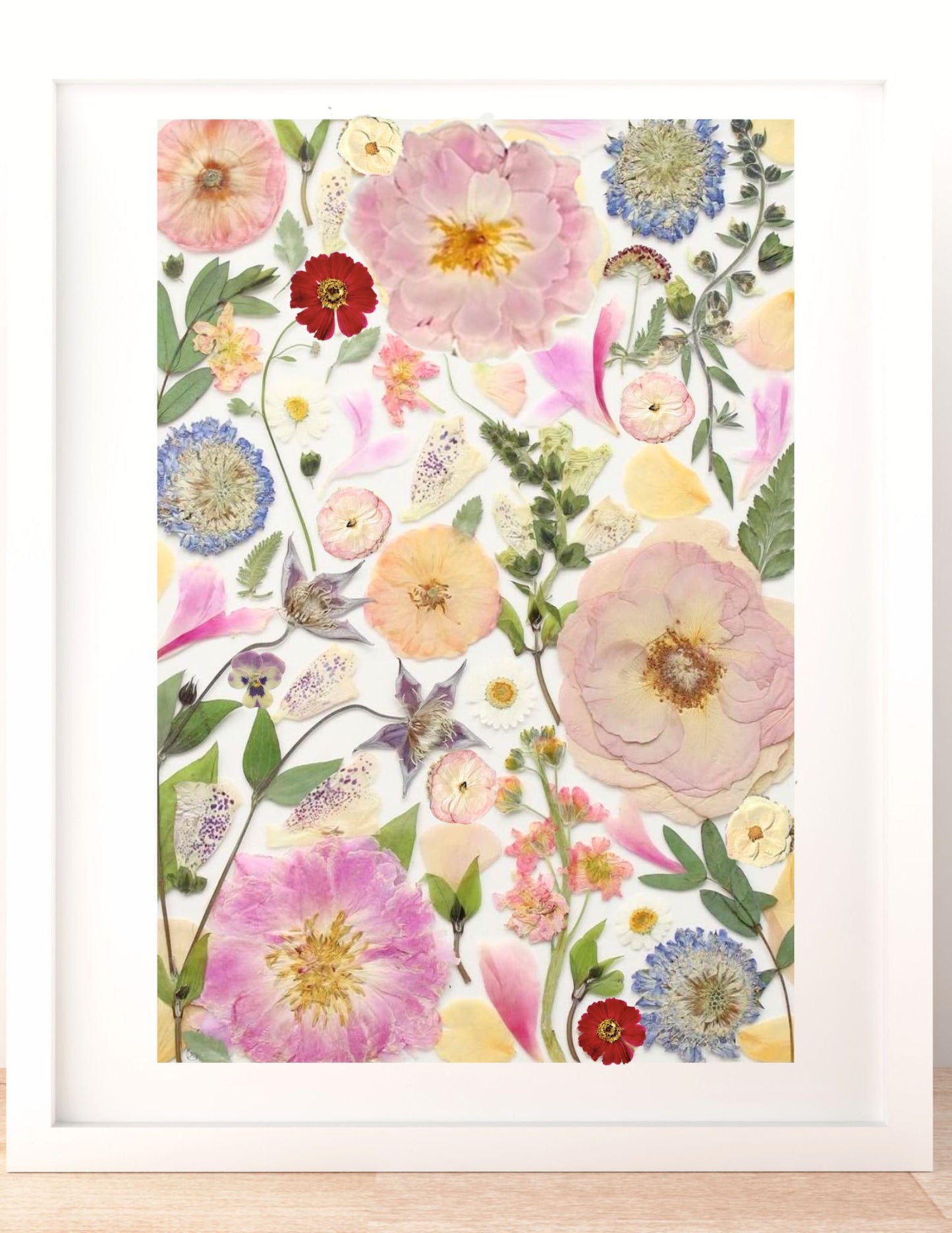Framed Pressed Flowers Rectangle Style Multiple Sizes