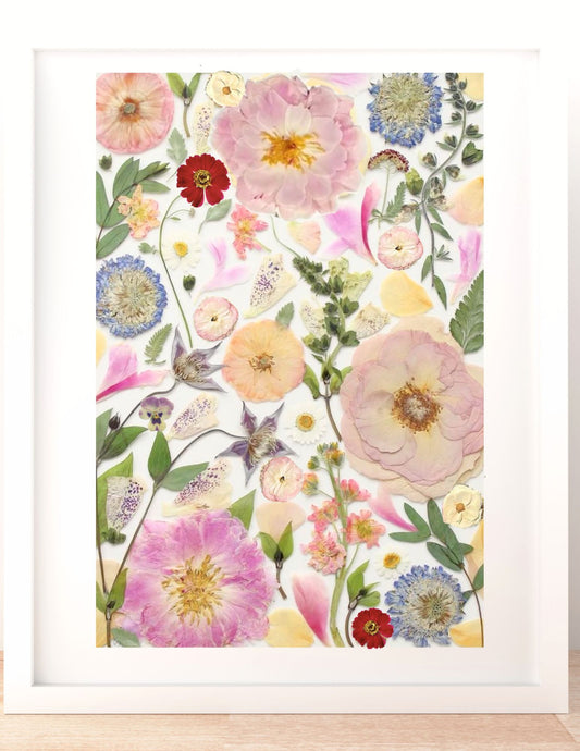Framed Pressed Flowers Rectangle Style Multiple Sizes