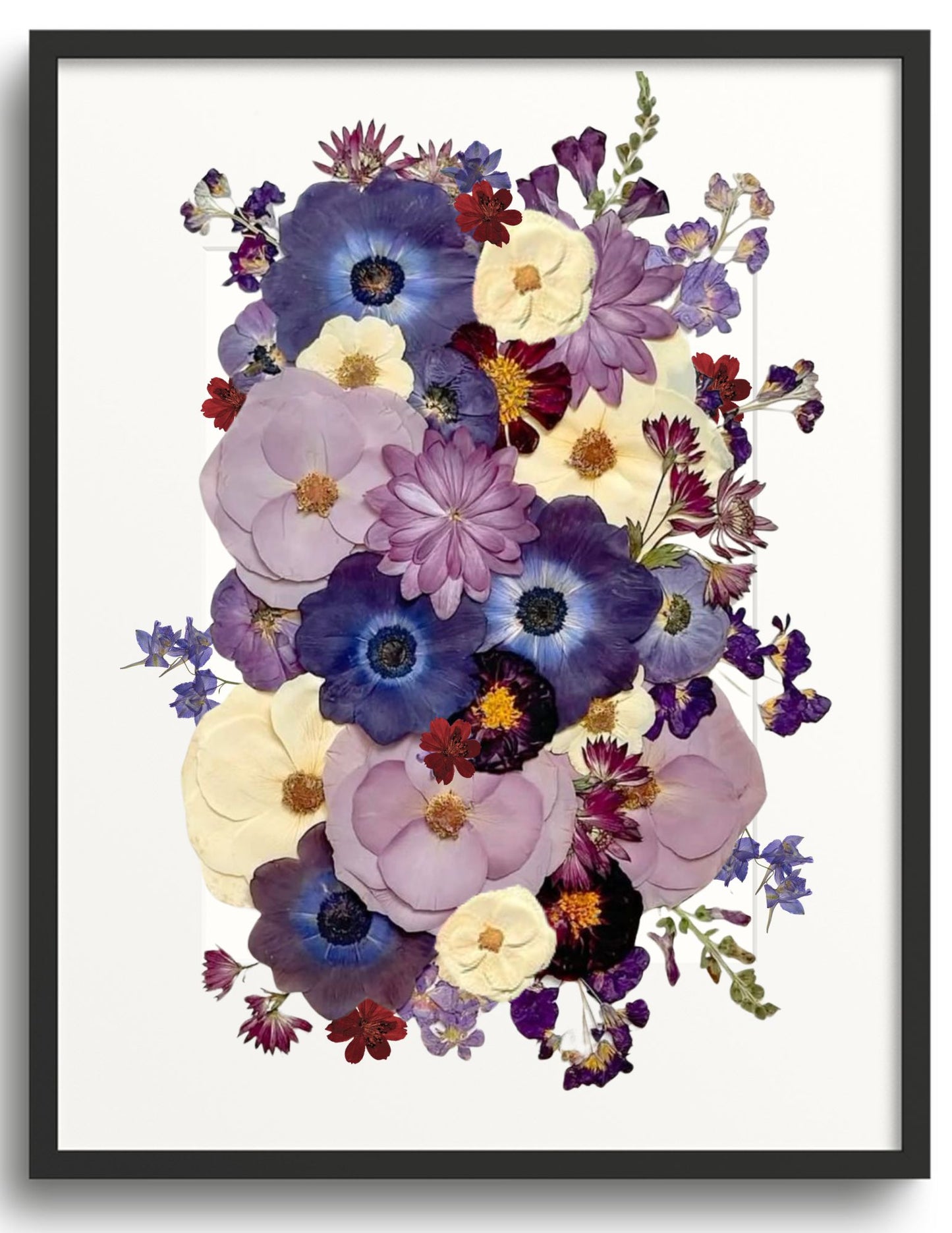 Framed Pressed Flowers Rectangle Style Multiple Sizes