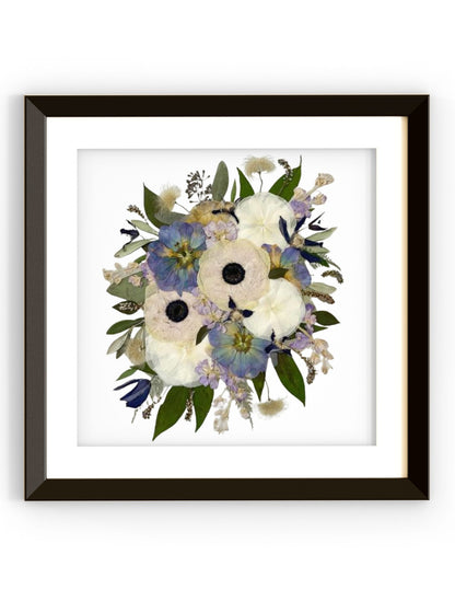 Framed Pressed Flowers Square Style 30x30