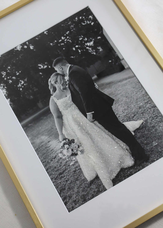 A4 framed personalised glitter print on Premium Lustre Epson paper with hand-embellished diamond sparkle glass in black or white frame