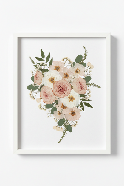 Modern pressed flower frames 30x30 with UV protective glass preserving natural flowers in a square style frame